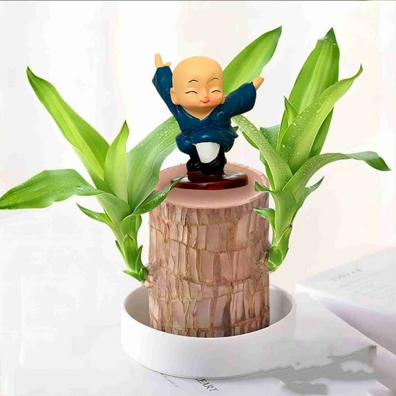 Gmogad Colorful Shaolin Monk Resin Figurines - Brazilian Wood Bonsai Decor for Home Office Car - Set of 4 Martial Arts Collectible Gift Statues