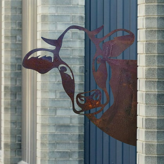 Gmogad Farm Animal Metal Wall Art - Rustic Peeping Cow Decor for Garden/Yard - Handcrafted Outdoor/Indoor European Style Pendant for Country Home Decor