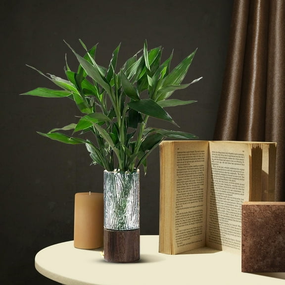 Gmogad Glass Vase with Bark Texture Non-Tip Base for Flowers - Bohemian Style Home Decor, Hotel Lobby Centerpiece, Wedding/Fresh/Dried Flower Display (9.8in Tall)