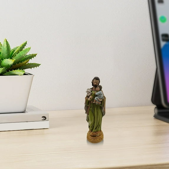 Gmogad Hand-Painted Saint Joseph Figurine - Vintage Resin Religious Sculpture for Home Altar, Catholic Gift, Shelf Decor, Christmas Nativity, 8-inch Artwork