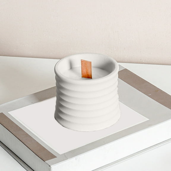 Gmogad Industrial Cement Candle Holder 3.35" Flameless Aromatherapy Cup for Home Decor Romantic Tabletop Centerpiece Beige Modern Ornament