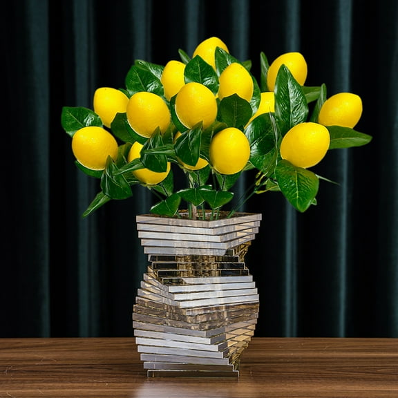 Gmogad Lifelike Artificial Lemon Tree Branch - Plastic Fruit Decor for Kitchen, Dining Table - Realistic Green Leaves & Yellow Lemons - Wedding Centerpiece & Home Decoration