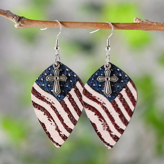 Gmogad Patriotic Star Earrings - Sparkly Red White Blue Acrylic - 4th of July Accessories for Women, Party, Festive Outfit - Lightweight & Stylish