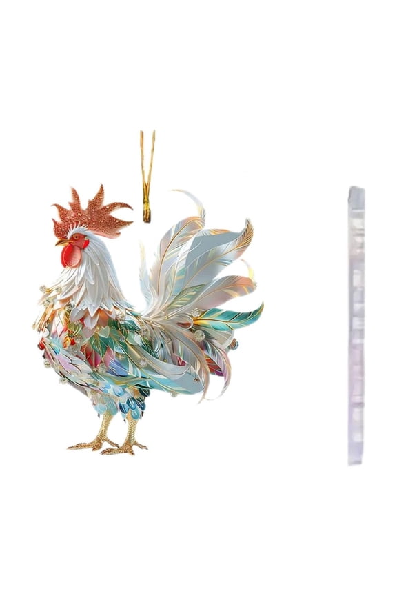 Gmogad Rooster Acrylic Car Hanging Ornament - Cute Backpack Pendant for Vehicle Interior Rearview Mirror Keychain Gift