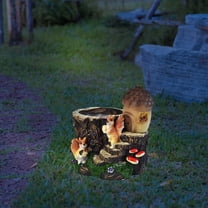 Gmogad Solar-Powered Resin Flower Pot - Waterproof Garden Decor with LED Lights - Outdoor Balcony, Patio Decoration - Unique Gift for Home, Yard, Courtyard Illumination