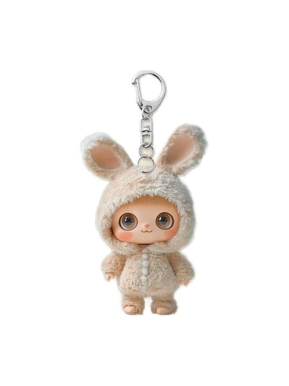 Valentine’s Cute Bunny Acrylic Pendant - 2D Kawaii Backpack Charm, Car Keychain Decor, Gift for Couples & Kids