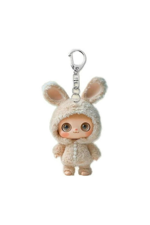 Valentine’s Cute Bunny Acrylic Pendant - 2D Kawaii Backpack Charm, Car Keychain Decor, Gift for Couples & Kids