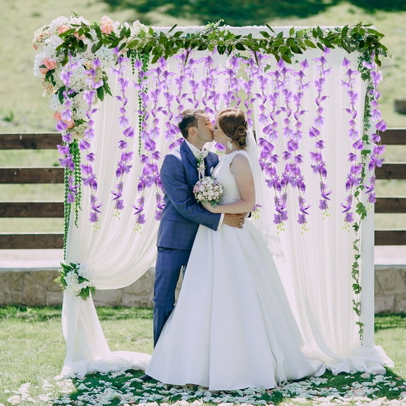 Gmogad Wisteria Garland, 6.5ft Artificial Hanging Wisteria Vine - Silk Fake Flowers for Wedding Arch Backdrop Garden Party Ceiling Decor