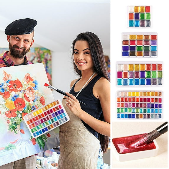 !Goattoy Watercolor Paint Set for Kids Vibrant Multicolor Kids Painting Set 20 Color Pearl Solid Watercolor Pigment for Kids Ages 4-6 Painting Lovers and Beginners