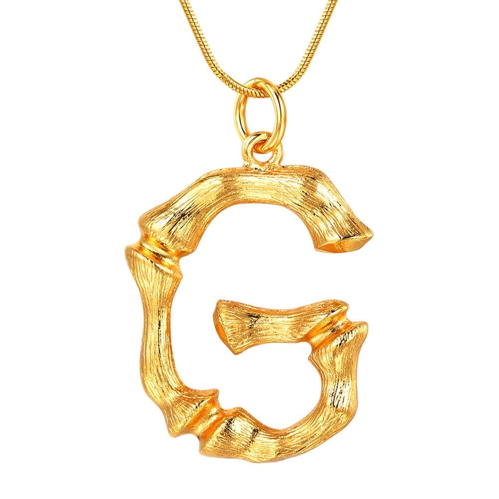Clearance Gold Bamboo Initial Necklace for Women Girls Big Letter G Pendant Capital Alphabet Statement Necklace Jewelry Gifts on Clearance Walmart Business Supplies