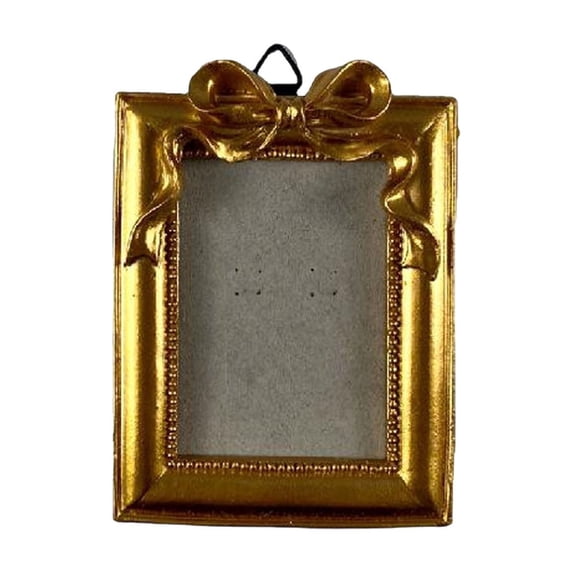 Clearance | Gold Carved Photo Frame with Bow Design for Tabletop Wall Display, Elegant Picture Frame for Home Office Photo Decor and Everyday Use