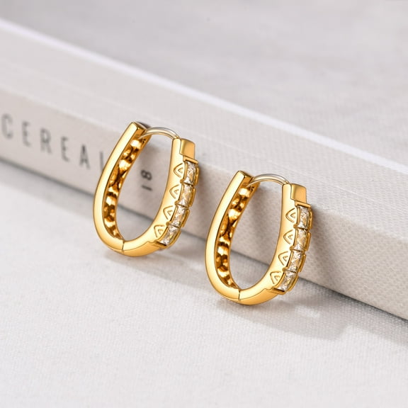 [Clearance]Gold Hoop Earrings Cubic Zirconia Small Open Hoop Earrings for Women Anniversary Gift