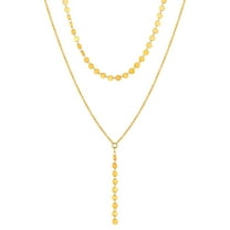 [Clearance] Gold Plated Layered Y Necklaces for Women Stainless Steel Long Drop Disc Chain Pendant Necklace Choker Collar Statement Jewelry Gift for Daughter Girlfriend Birthday Christmas