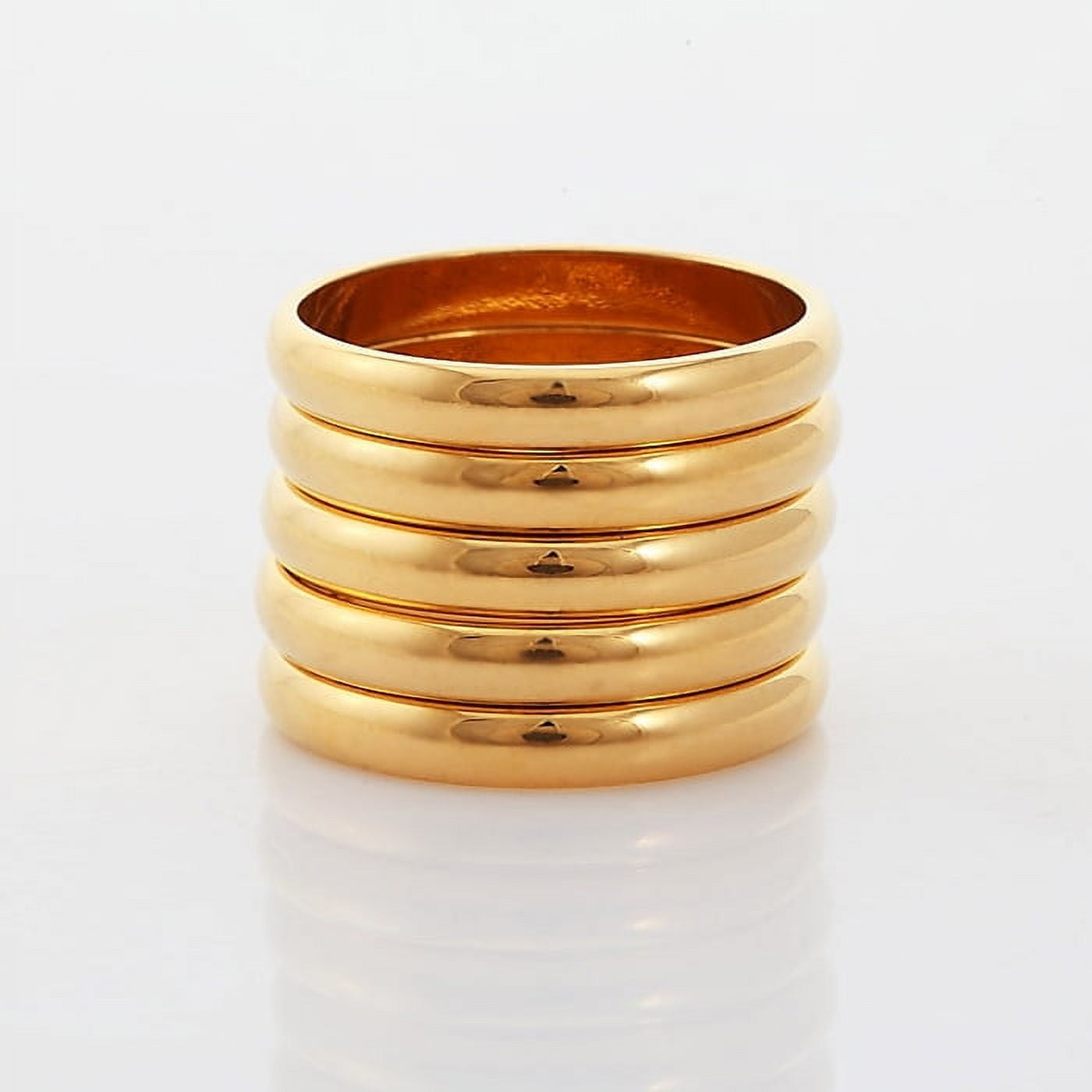 [Clearance]Gold Plated Rings Set 5Pcs Stackable Women's Rings Simple ...