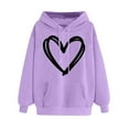 thumbnail image 1 of Clearance! Graphic Hoodies for Women 2024 Fall Fashion Lightweight Long Sleeve Drawstring Pullover Tops Comfortable Love Heart Printed Hooded Sweatshirts Cute Tops, 1 of 4