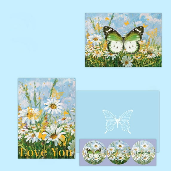 Clearance Greeting Card under $1,3D Greeting Cards Butterfly Up Card With Envelopes & Stickers Foldable Popup Christmas Cards Anniversary Cards For Birthday Celebration Thinking Of You Mother's