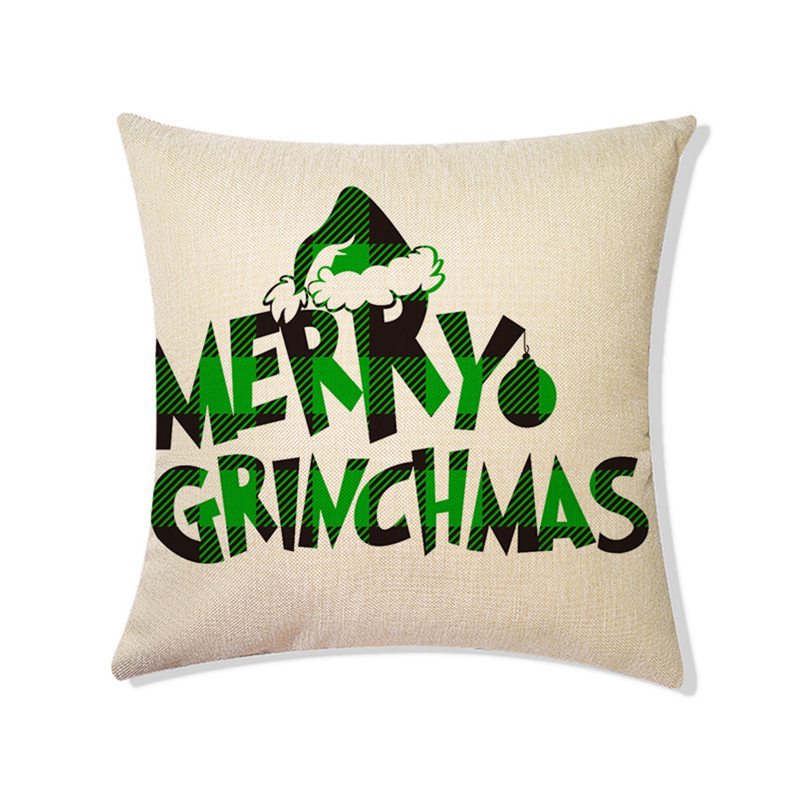 Clearance Grinch Christmas Decorations Pillow Cases Christmas Happy Throw Pillow Cover, 18 X 18