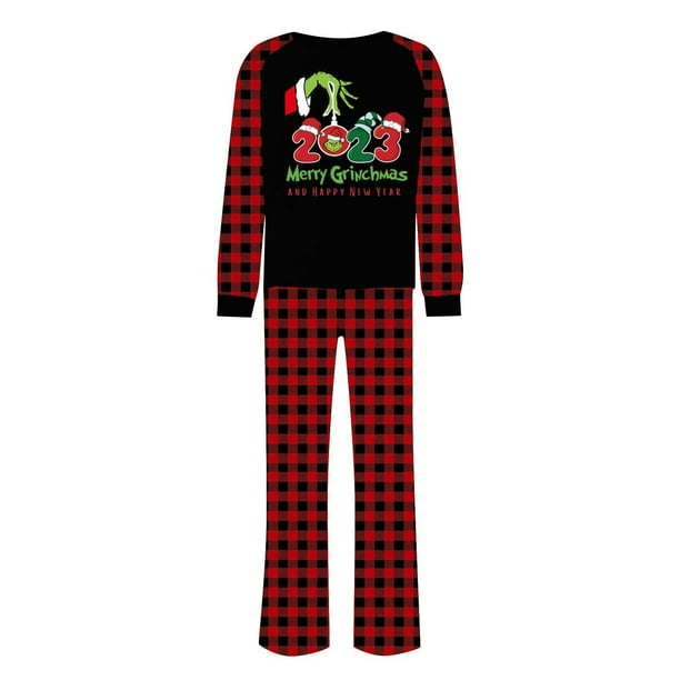 Clearance Grinch Family Christmas Pjs Matching Sets Christmas Cute Fashion Print Parent child Long sleeved Suit Home Clothes Suit Men 2XL 006Nm