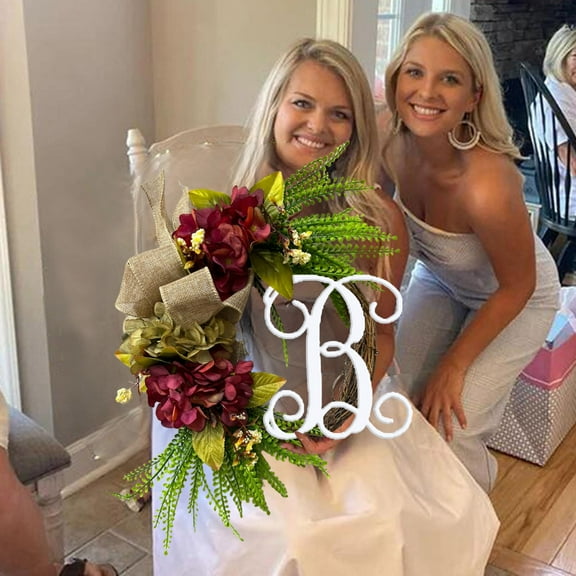 Clearance! Guopo Wreath Unique Last Name Year Round Front Door Wreath With Bow Welcome Sign Wreath Idea 26 Letter Farmhouse Wreath For Front Door Spring Seasons Outdoor Hanger Decoration Gift (A Z)