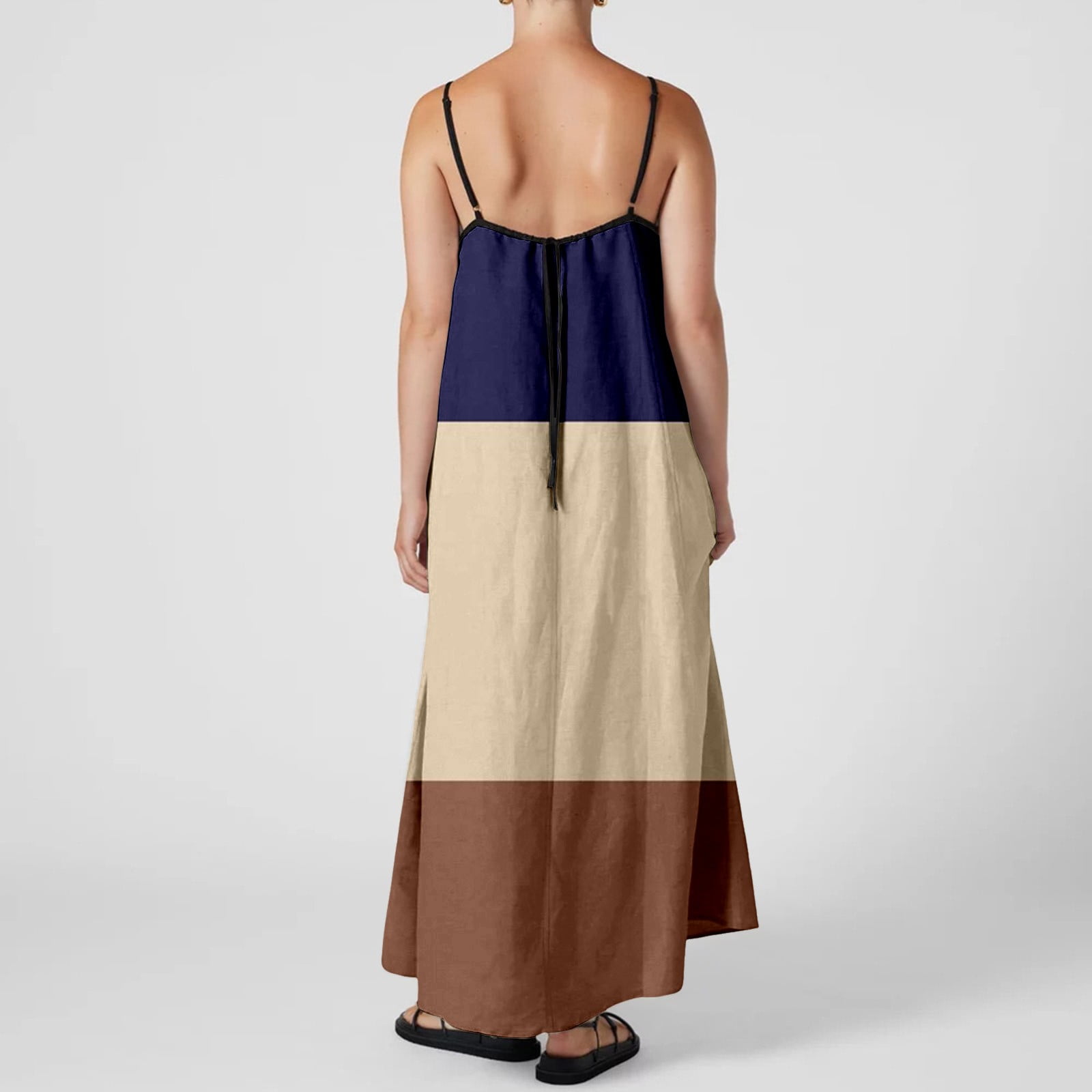 Clearance! HCURIBAD Dresses for Women, Womens Linen Maxi Dress Contrast