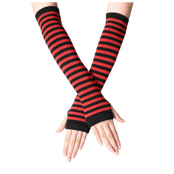 HCURIBAD Long Fingerless Gloves, Punk Gothic Rock Long Arm Warm Fingerless Gloves, Arm Warmers, Gloves for Women