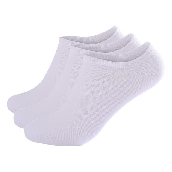 HCURIBAD Non Slip Socks,Cotton Socks 3 Pairs Men's Solid Color Sports Casual Breathable Comfortable Short Tube Large Boat Socks,No Show Socks Men,Ankle Socks White M