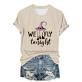 thumbnail image 1 of Clearance! HCURIBAD Shirts for Women, Women's Casual Letter Printed Round Neck Short Sleeve Top Halloween Witch T Shirt, Womens Graphic Tees, Halloween Shirts for Women 1PC T-Shirt Beige M, 1 of 4