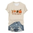 thumbnail image 1 of Clearance! HCURIBAD Shirts for Women, Women's Pumpkin Baseball Maple Leaf Letter Printed T-Shirt Halloween Round Neck Tee, Womens Graphic Tees, Halloween Shirts for Women 1PC Top Beige S, 1 of 4
