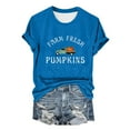 thumbnail image 1 of HCURIBAD Shirts for Women, Womens Halloween Pumpkin Print T-Shirt Casual Round Neck Top, Womens Graphic Tees, Halloween Shirts for Women 1PC Top Blue M, 1 of 4