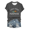 thumbnail image 1 of HCURIBAD Shirts for Women, Womens Halloween Pumpkin Print T-Shirt Casual Round Neck Top, Womens Graphic Tees, Halloween Shirts for Women 1PC Top Gray 2XL, 1 of 4