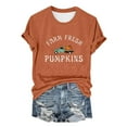 thumbnail image 1 of HCURIBAD Shirts for Women, Womens Halloween Pumpkin Print T-Shirt Casual Round Neck Top, Womens Graphic Tees, Halloween Shirts for Women 1PC Top Watermelon Red XL, 1 of 4