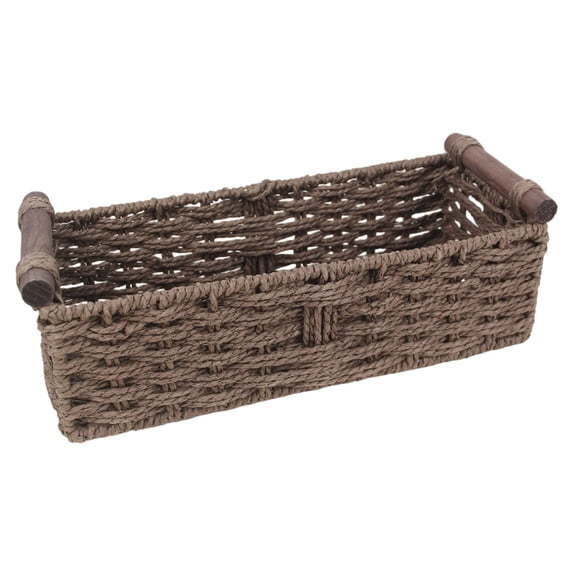 Clearance! HEXBOOYOO Rope Storage Basket Wicker Baskets for Organizing with Handle, Woven Storage Bins for Countertop Toilet,Brown