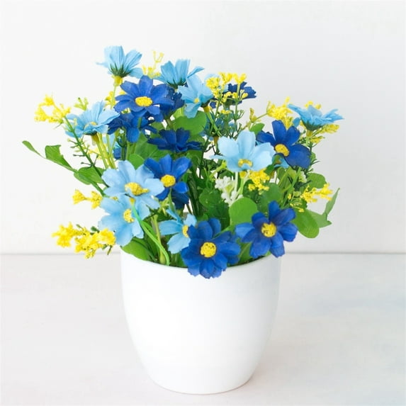 Clearance! Haidf 1Pc Potted Artificial Flowers, Small Fake Plants Faux Flowers in Pot, Mini Potted Plants for Indoor Outdoor Home Kitchen Office Table Centerpiece Decoration, Fake Flowers in Vase
