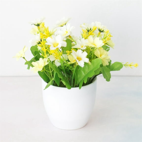 Clearance! Haidf 1Pc Potted Artificial Flowers, Small Fake Plants Faux Flowers in Pot, Mini Potted Plants for Indoor Outdoor Home Kitchen Office Table Centerpiece Decoration, Fake Flowers in Vase