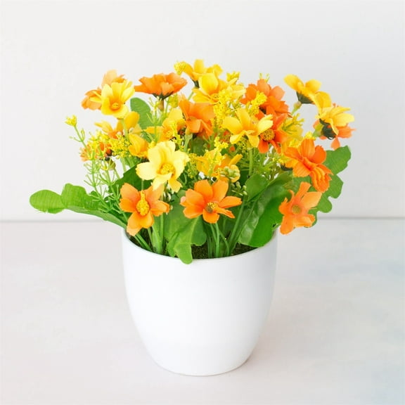 Clearance! Haidf 1Pc Potted Artificial Flowers, Small Fake Plants Faux Flowers in Pot, Mini Potted Plants for Indoor Outdoor Home Kitchen Office Table Centerpiece Decoration, Fake Flowers in Vase
