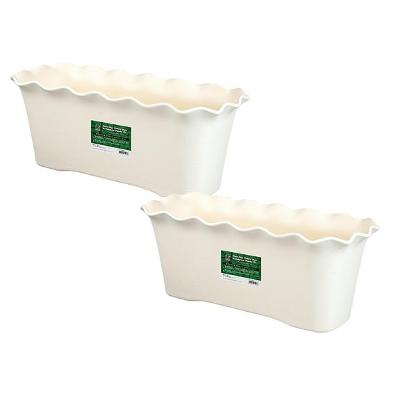 Clearance! Haidf 2Pcs Rectangular Planter, Plastic Wavy Ruffled Edge Long Planter Box, Planters for Indoor Outdoor Plants and Flowers, Deck Railing Planter Boxes, Flower Pots, Plant Pots, 12", White