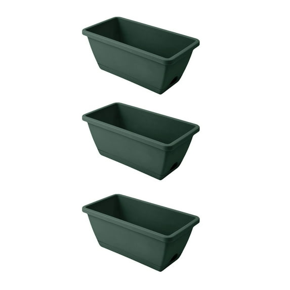 Clearance! Haidf 3Pcs 14Inch Rectangular Planter, Plastic Long Planter Box with Drainage Holes, Planters for Indoor Outdoor Plants and Flowers, Deck Railing Planter Boxes, Plant Pots, Flower Pots