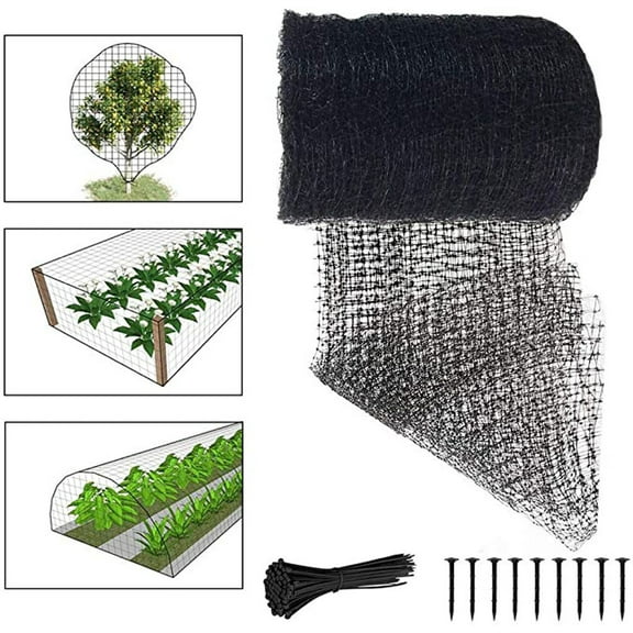 Clearance! Haidf Garden Netting, Bird Netting with 20 Cable Ties, Plant Protection Woven Mesh for Plants Fruit Vegetables Trees Against Birds and Other Animals, Deer Netting, 19.6 x 6.8 ft, Black