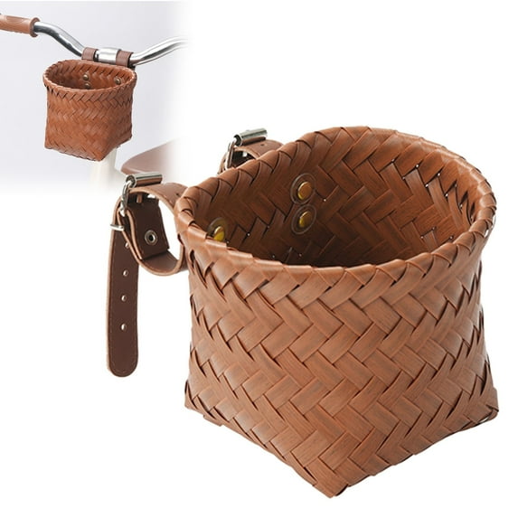 Clearance! Haidf Kids Bike Basket Front, Handwoven Rattan Bike Basket with Adjustable Leather Straps, Toddler Bike Basket for Boys Girls, Wicker Bike Basket, Bicycle Basket, 4.72 Inch, Brown