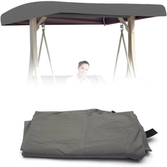 Clearance! Haidf Patio Swing Chair Canopy Replacement, 3 Seater Porch Swing Seat Canopy Cover with 4 Reinforced Corner Pockets, Waterproof Windproof Anti-UV Garden Hammock Top Cover, 75 Inch, Gray