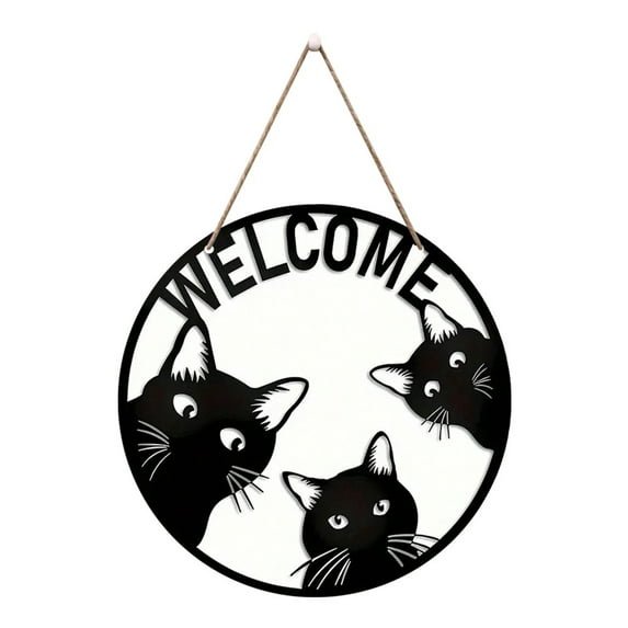 Clearance Hallo-ween Decorations,Door Hanging Decoration,Welcome Sign Welcome Cat Wooden Welcome Wreath Sign Wreath Door Hanging For Christmas Housewarming,Home Decor