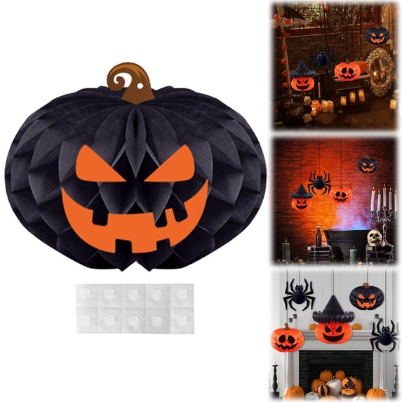 Clearance Halloween Decor Under $2 4 Halloween Honeycomb Decorations Pumpkin 3D Honeycomb Hanging From Ceiling Fun Halloween Decoration DIY,1PC