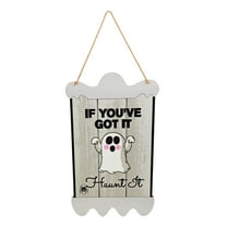 Clearance!Halloween Decoration Wooden Ghost Door Wreath for Front Door Sign Wall Signs, Pumpkin Witch Happy Halloween Sign Hanging for Home Wall Decor Halloween Party Outdoor indoor Supply(9.6x5.9Inch