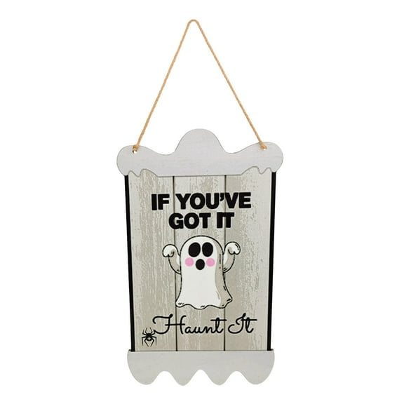 Clearance!Halloween Decoration Wooden Ghost Door Wreath for Front Door Sign Wall Signs, Pumpkin Witch Happy Halloween Sign Hanging for Home Wall Decor Halloween Party Outdoor indoor Supply(9.6x5.9Inch