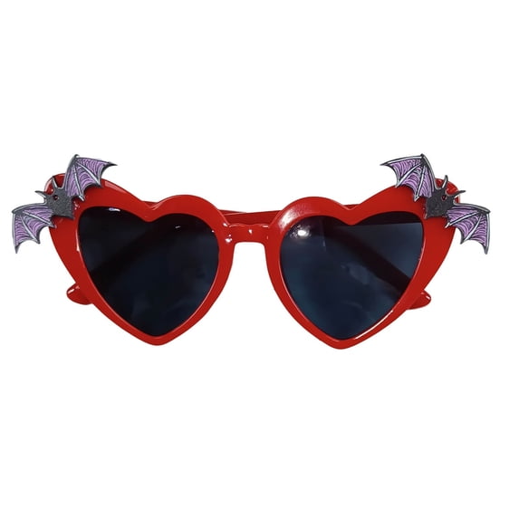 Clearance! Halloween Decorations Black Red Heart Shaped Bat Sunglasses Halloween Accessories Two Bat Sunglasses Accessories Halloween Gothic Goth Gifts Event & Party