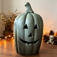 thumbnail image 1 of Clearance! Halloween Decorations - Fall Decor - 9.84in Black Handmade Terracotta Jack O Lantern Pumpkin - Outdoor Funny Vintage Farmhouse Decoration for Room Front Porch lawn Desk Bedroom Fireplace, 1 of 6
