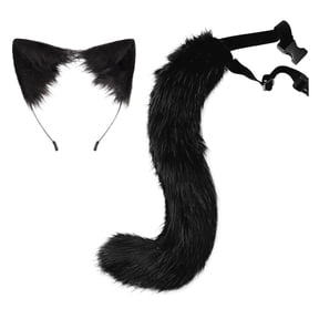 Clearance! Halloween Decorations Halloween 3D Cute Animal Tail Pendant Women Holder Pompoms Tail Fashionable Hairy Tail 50Cm Halloween Plush Tail With Plush Ear Headband Event & Party
