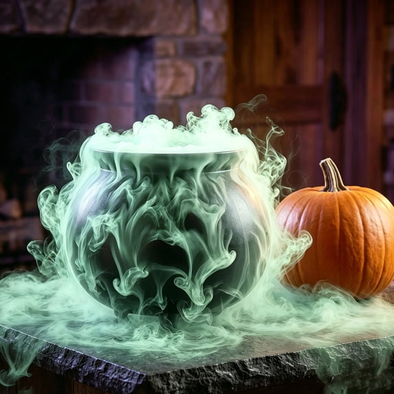 Clearance! Halloween Decorations Indoor - DIY Floating Potion Set with Witches Cauldron and Mist Maker - Vintage Black Plastic Bowl Hocus Pocus Party Decor for Home Table Kitchen Room (Green)