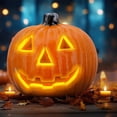 thumbnail image 1 of Halloween Decorations Light up Pumpkin Lantern,LED Pumpkin Lights Jack-O Lanterns,Plastic Pumpkin Statue Halloween Table Decor for Home Office Haunt House Party Scene Decor, 1 of 4