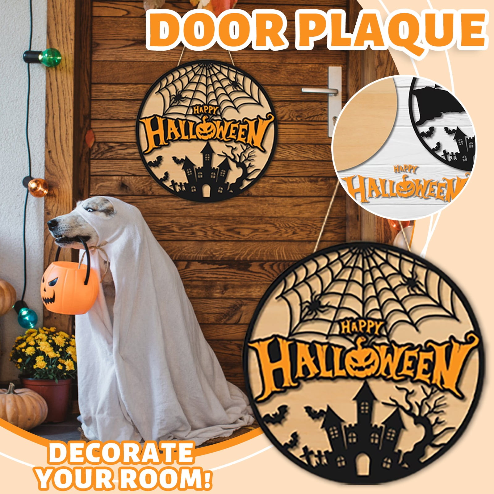 Clearance! Halloween Decorations Sign Door Wreath Door Plaque